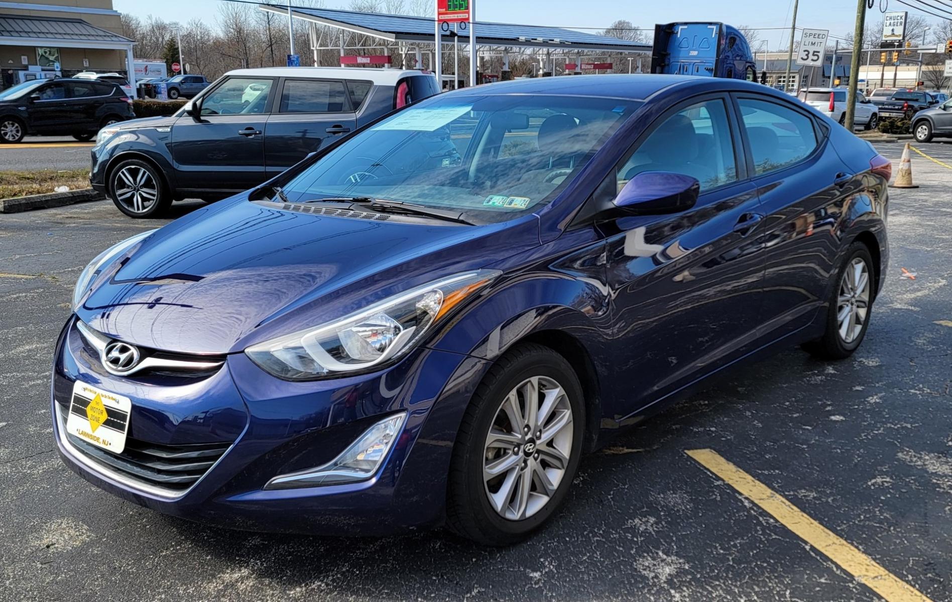 2014 Blue /Gray Hyundai Elantra Limited (5NPDH4AE2EH) with an 1.8L L4 DOHC 16V engine, 6-Speed Automatic transmission, located at 341 N White Horse Pike, Lawnside, NJ, 08045, (856) 262-9500, 39.855621, -75.027451 - Photo #1